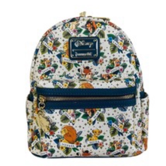 Loungefly x Disney lion king tattoo mini back pack white multi NWT - Picture 2 of 9